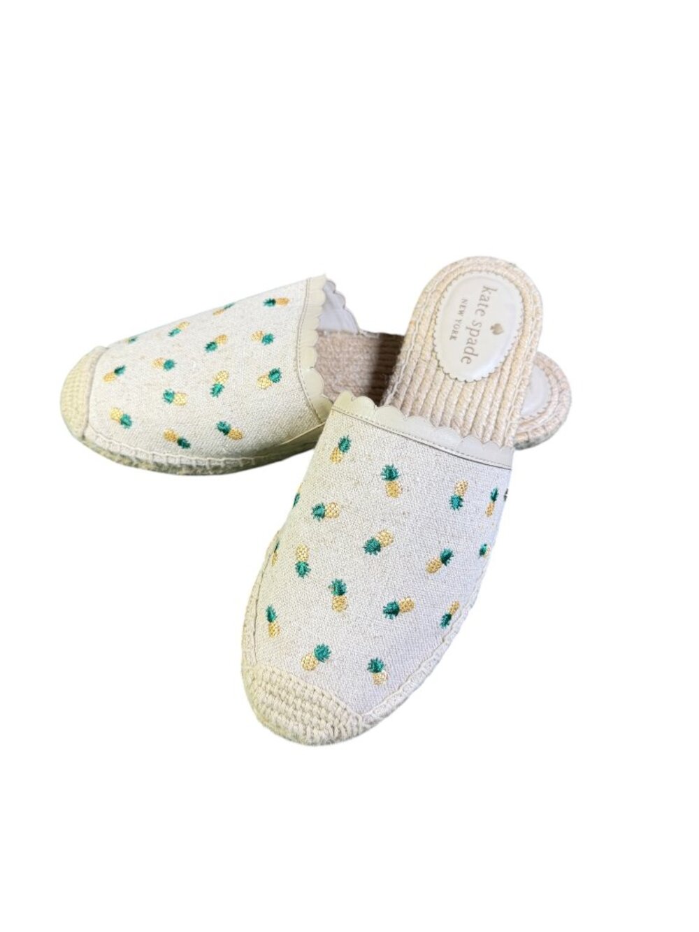 Kate Spade Rosie Canvas Pineapple Embroidered Espadrille Mules 7